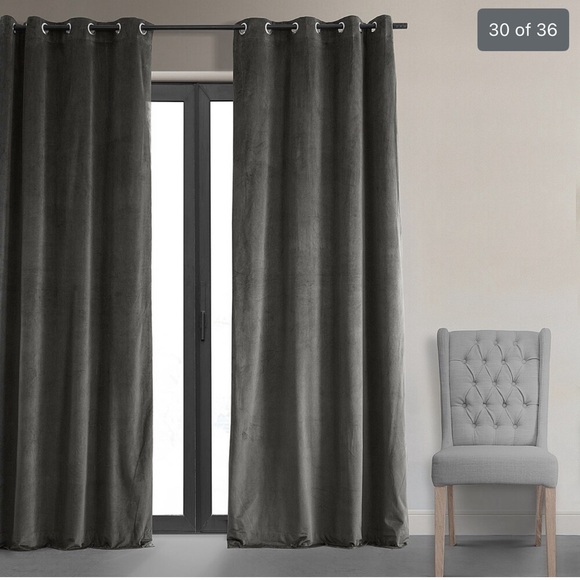 Exclusive Fabrics Signature Blackout Velvet Grommet Curtain Panel - Picture 2 of 10